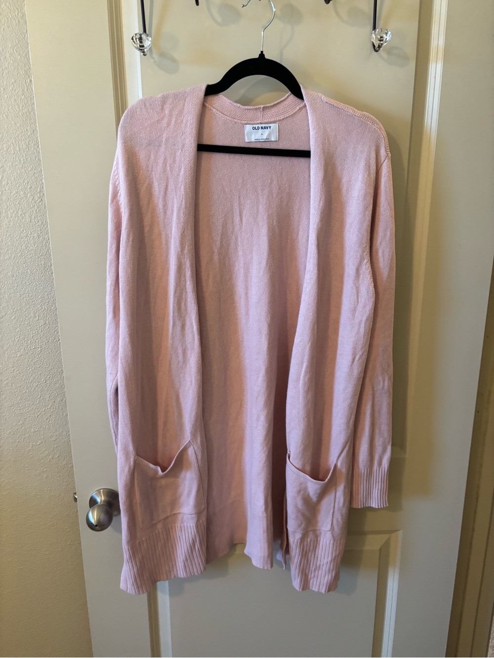 Old Navy Pale Pink Open-Front Pocket Cardigan GUC XL Fall Winter Cozy Office